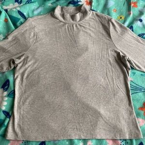 POPSUGAR Women’s XL Gray Ribbed Turtleneck Half-Length Sleeves Top